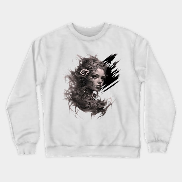 "Elegy of the Rose: Dance of Dreams and Brushstroke Magic" Crewneck Sweatshirt by Yurii